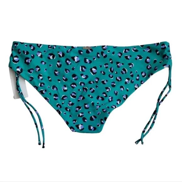 Raisins Green Blue Leopard Side Ties Hipster Bikini Swim Bottoms Large NWT - Picture 9 of 16